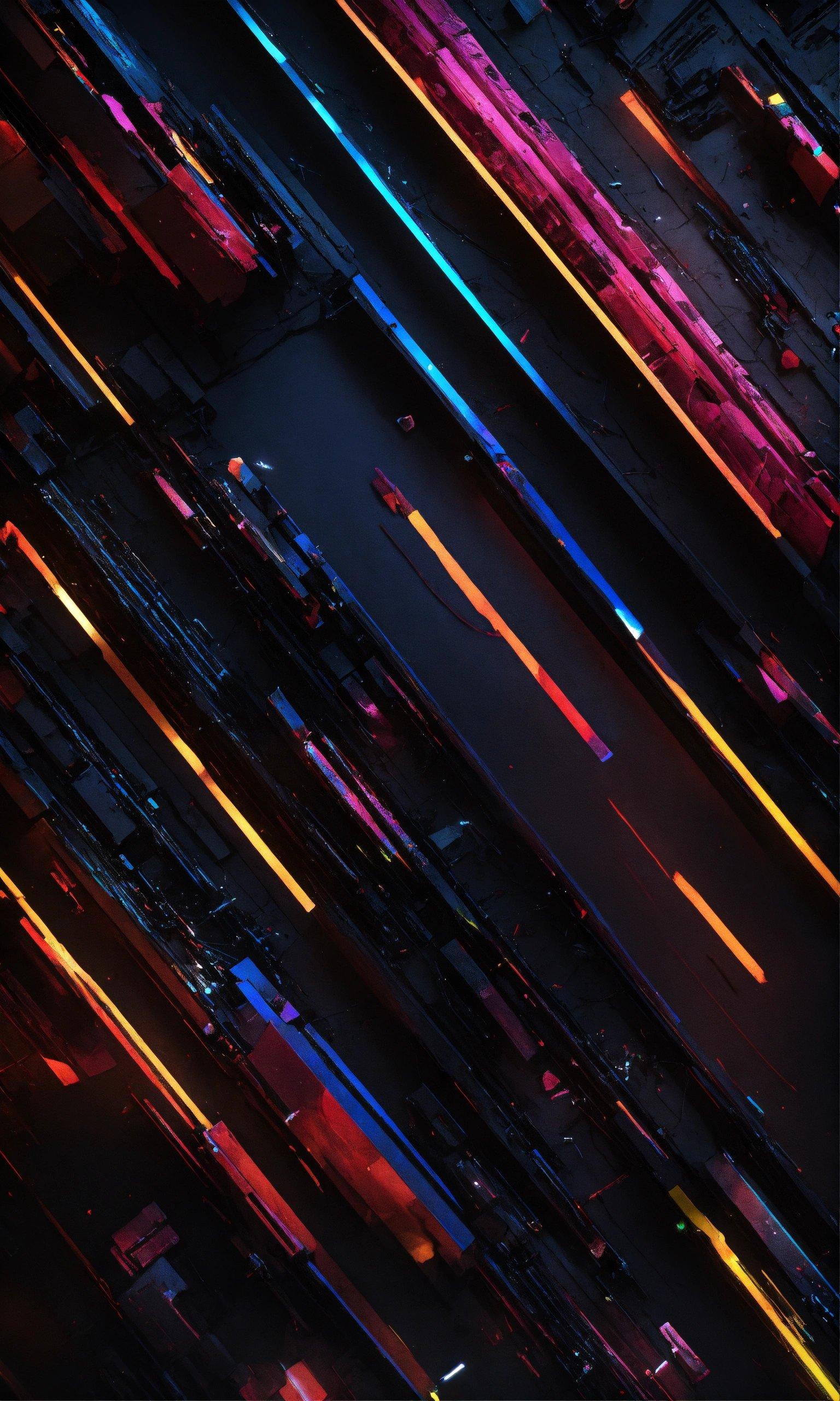 An Aerial View Of A City Street At Night