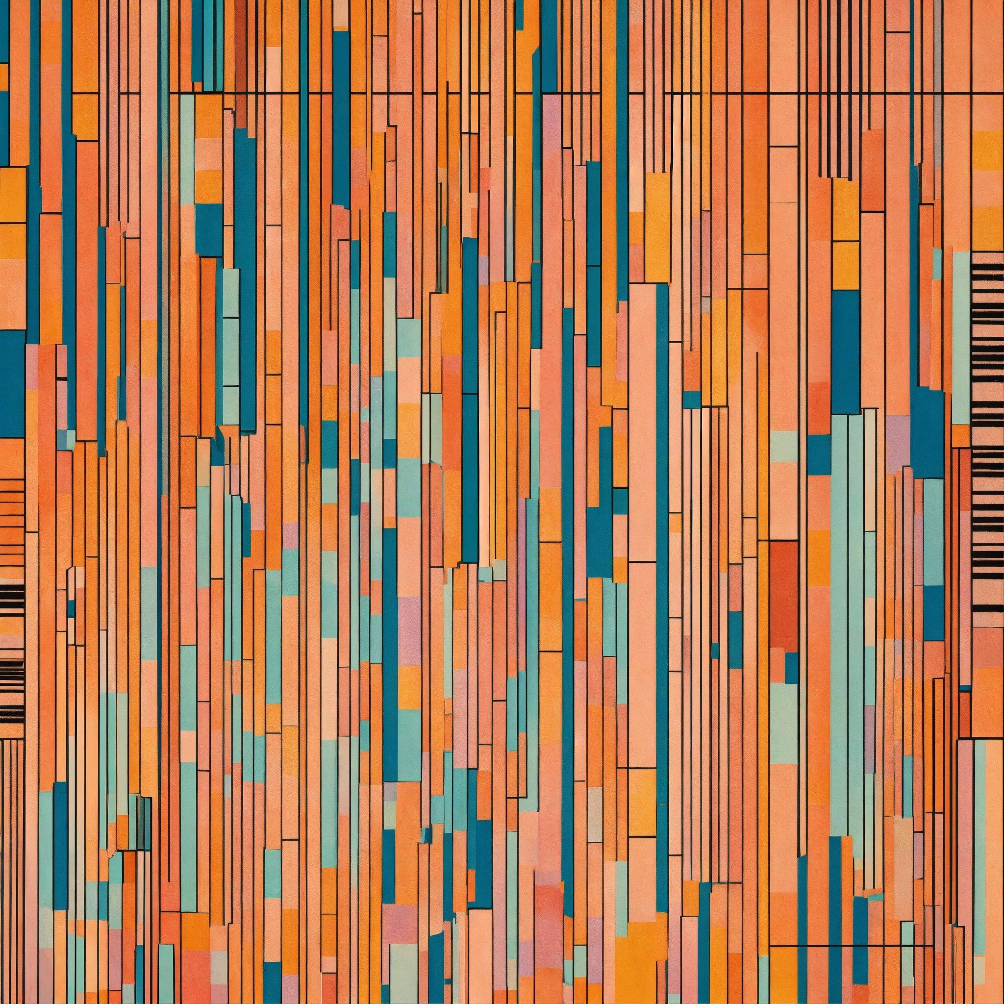 An Orange And Blue Background With Vertical Lines