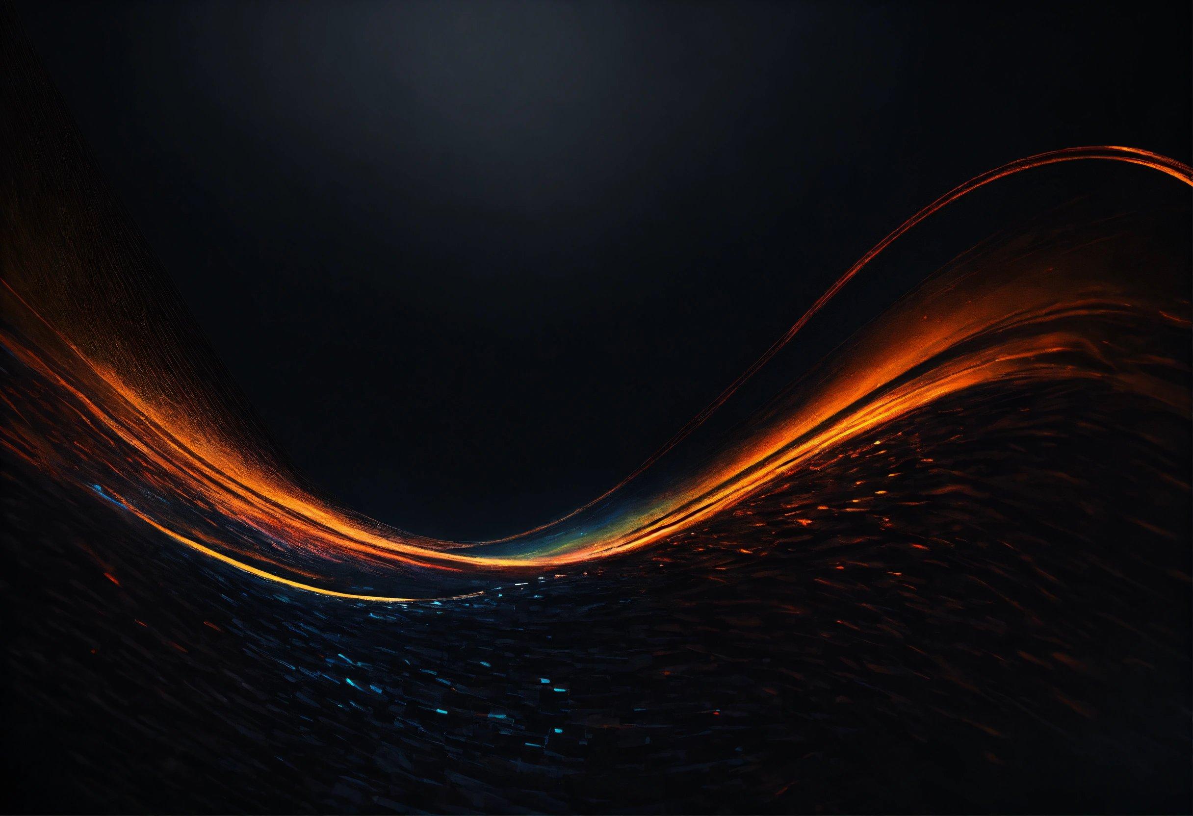 An Orange And Blue Wave On A Black Background