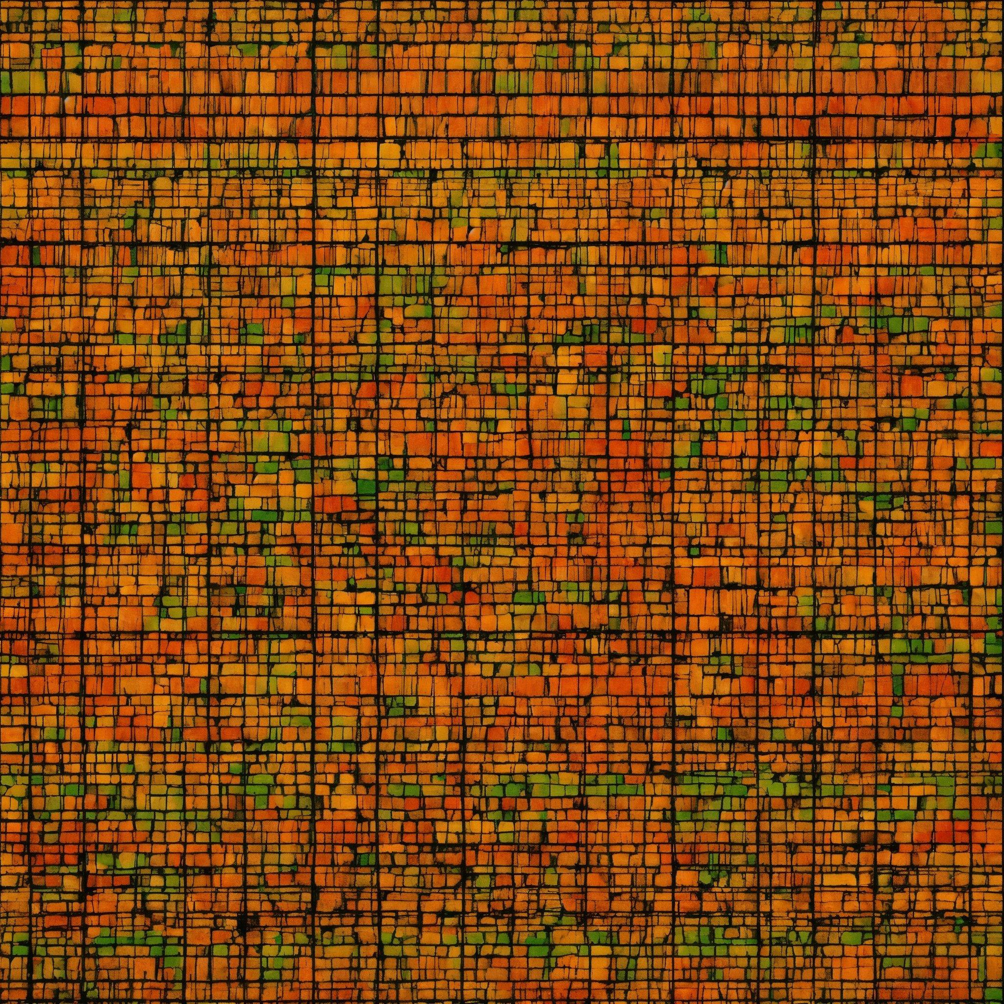 An Orange And Green Textured Background With Small Squares