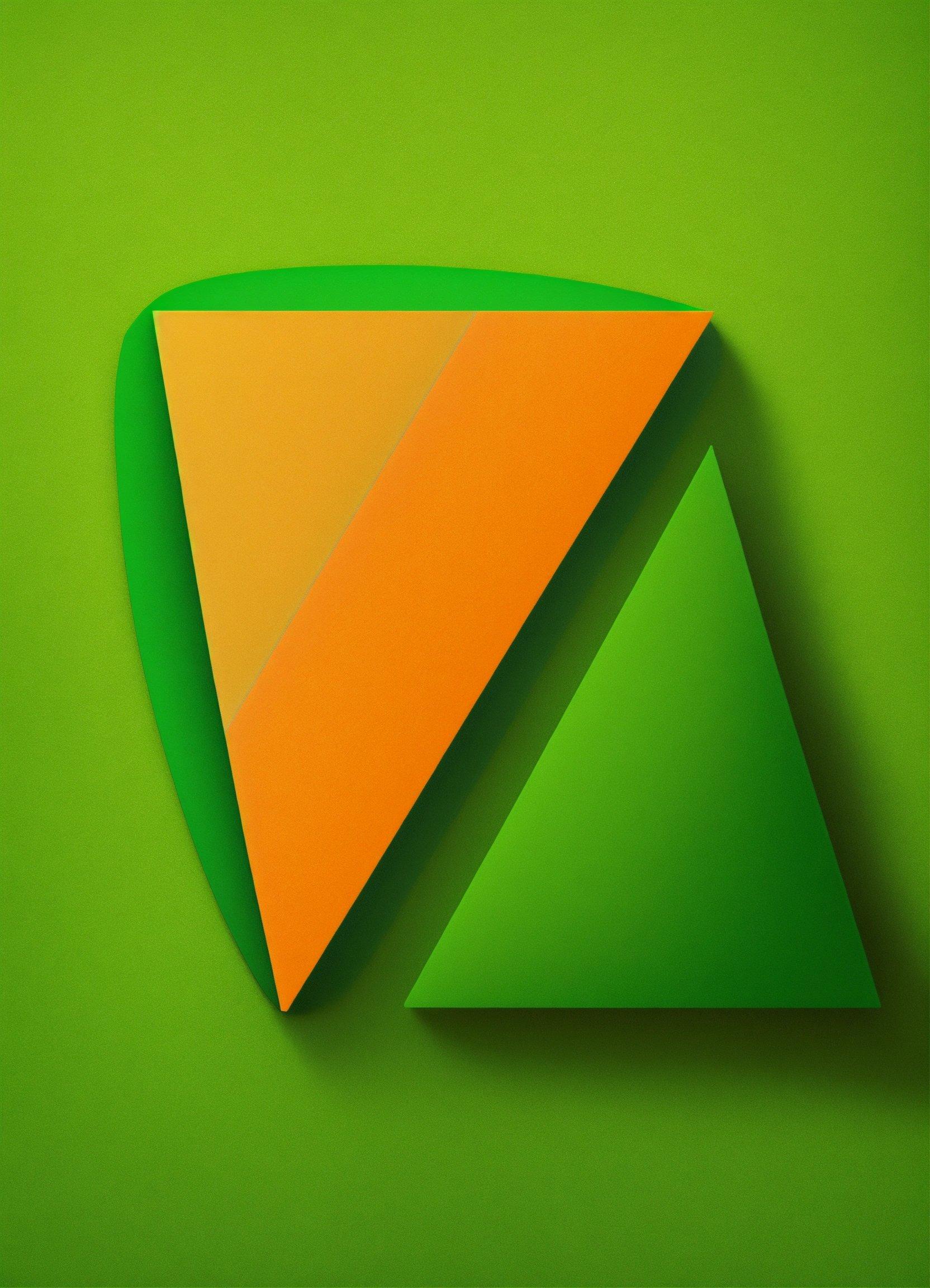 An Orange And Green Triangle On A Green Background