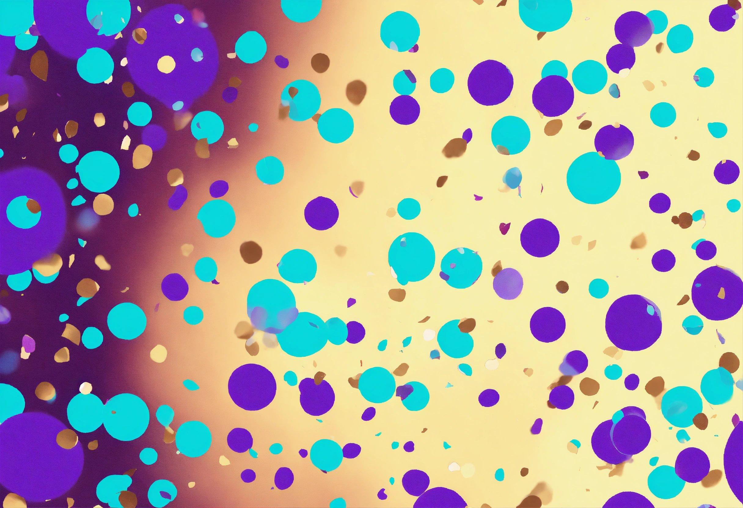 Blue And Purple Bubbles Are Floating In The Air