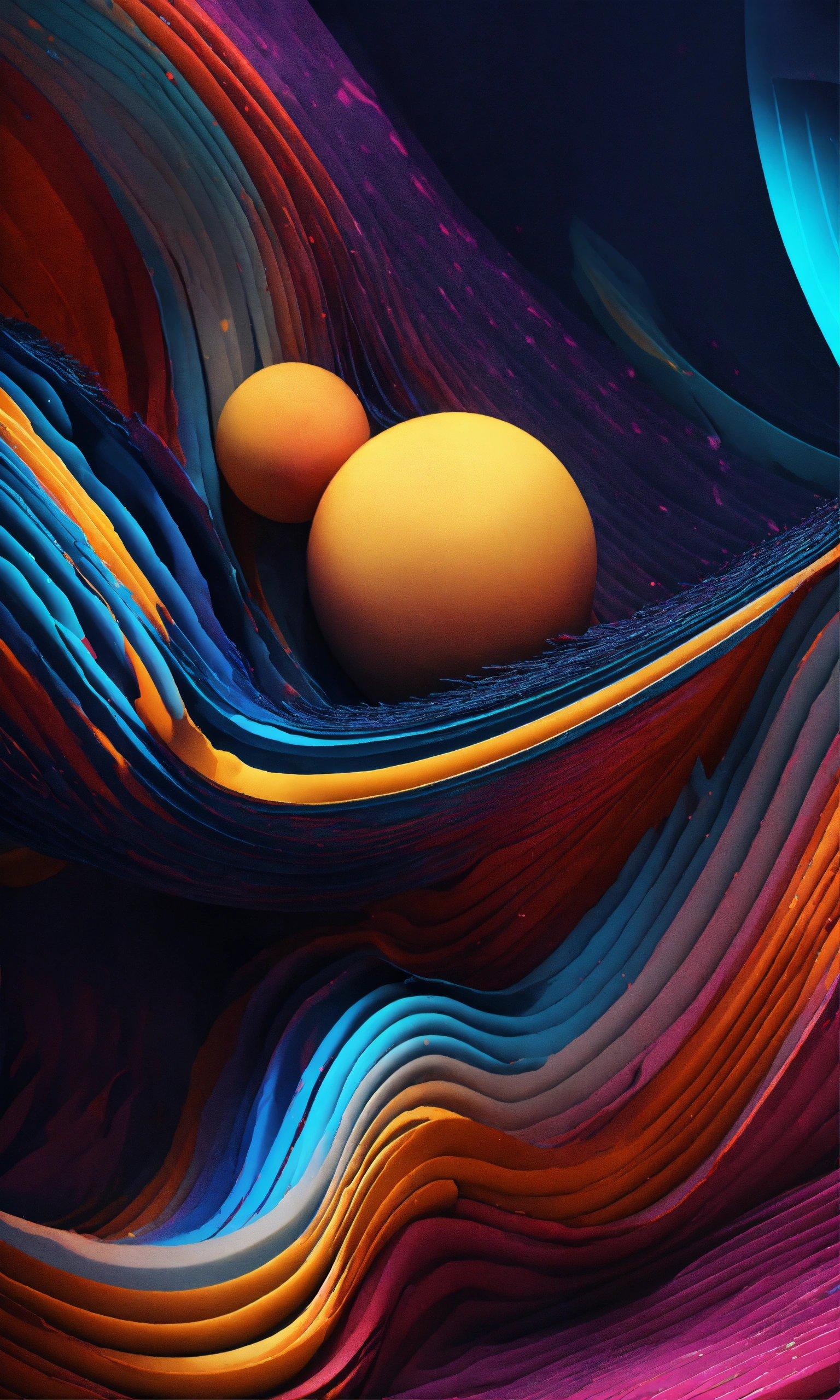 Two Eggs Sitting On Top Of A Colorful Wave